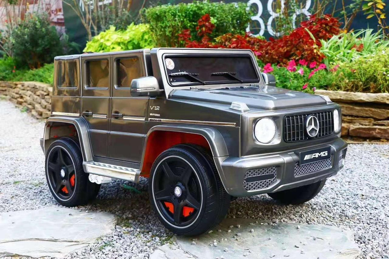 Дитячий електромобіль двомісний на акумуляторі Mercedes G63 на радіокеруванні для 3-8 років автопофарбовування Сірий, фото 1
