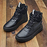 Чорні зимові чоловічі високі шкіряні кросівки на хутрі nike *Nb-14 зима*, фото 5