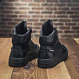Чорні зимові чоловічі високі шкіряні кросівки на хутрі nike *Nb-14 зима*, фото 8