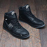 Чорні зимові чоловічі високі шкіряні кросівки на хутрі nike *067- Nike-черные*, фото 5