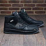 Чорні зимові чоловічі високі шкіряні кросівки на хутрі nike *067- Nike-черные*, фото 7