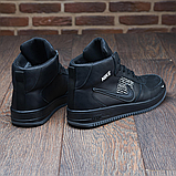 Чорні зимові чоловічі високі шкіряні кросівки на хутрі nike *067- Nike-черные*, фото 8