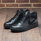 Чорні зимові чоловічі високі шкіряні кросівки на хутрі nike *N8-1 зима (166)*, фото 2