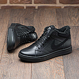 Чорні зимові чоловічі високі шкіряні кросівки на хутрі nike *N8-1 зима (166)*, фото 4