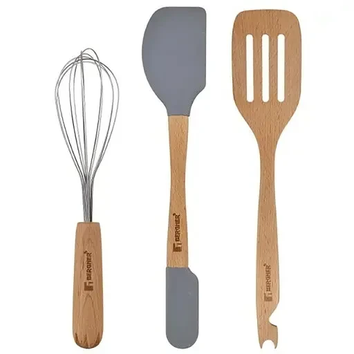 Набір кухонних лопаток Bergner Genius (BG-43036-MM) Gray Beige 3 предмети