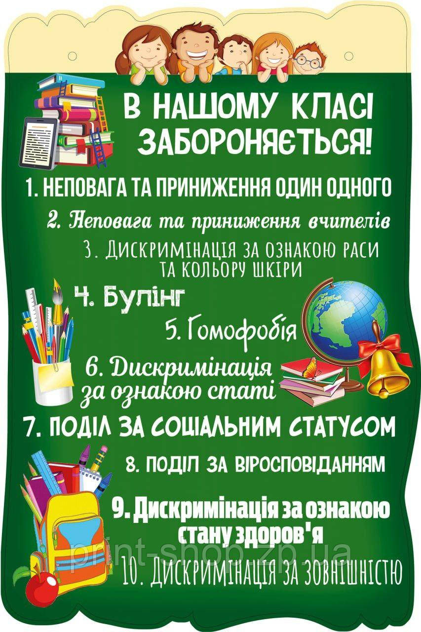 Постер на стіну з дерева "Правила класу" Розмір 29*19 см