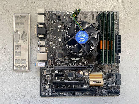 Комплект: Материнська плата Asus B150M-C / Intel Core i3-6100 (4 ядра по 3.7 GHz) / 16 GB DDR4 / Socket LGA 1151 / Задня заглушка, фото 3
