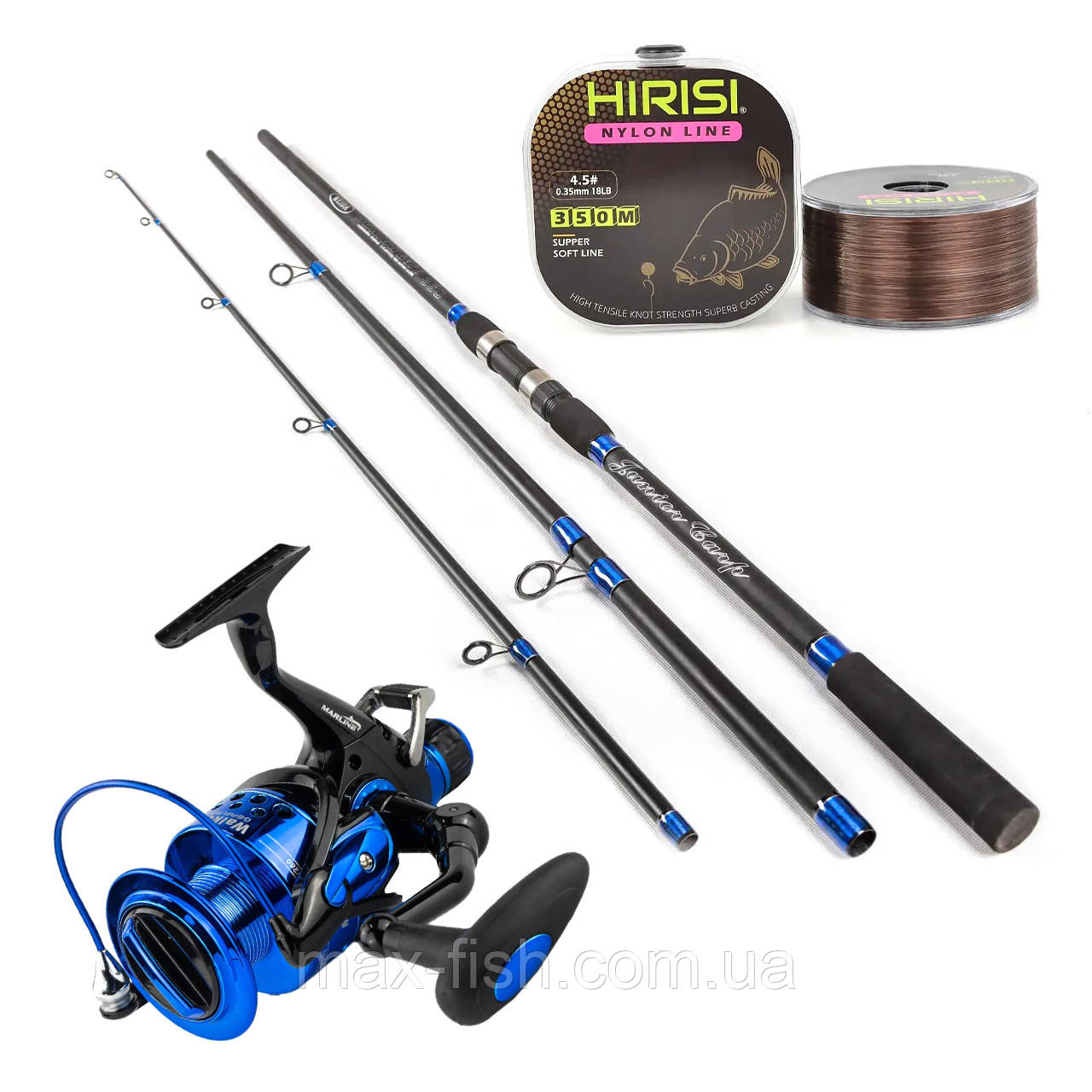Універсальний карповий набір: удилище Weida Junior Carp 3.30 м + котушка MARLINE WALKER 6000 BL + ліска