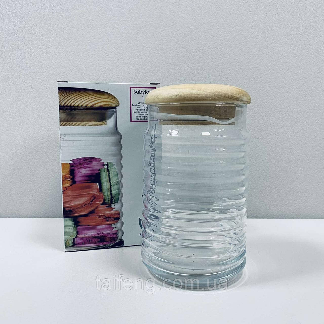 Банка скляна з дерев'яною кришкою 1120 мл Pasabahce Babylon 43173
