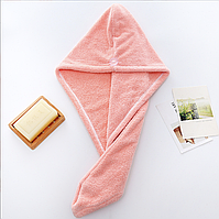 Рушник-тюрбан, чалма для сушіння волосся. Персик