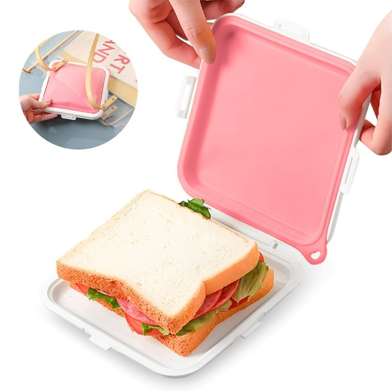 Ланчбокс бутербродниця седвічниця силіконова Silicone Pocket — рожевий (LB-103860)