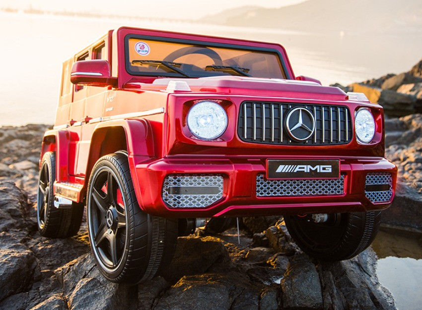 Дитячий електромобіль двомісний на акумуляторі Mercedes G63 на радіокеруванні для 3-8 років фарбування Червоний