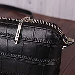 Маленька стильна чорна біла бежева сумочка з натуральної шкіри, фото 2