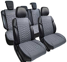 Преміум накидки на сидіння RINNEKO Cіра Алькантара Дизайн Соти 5 шт