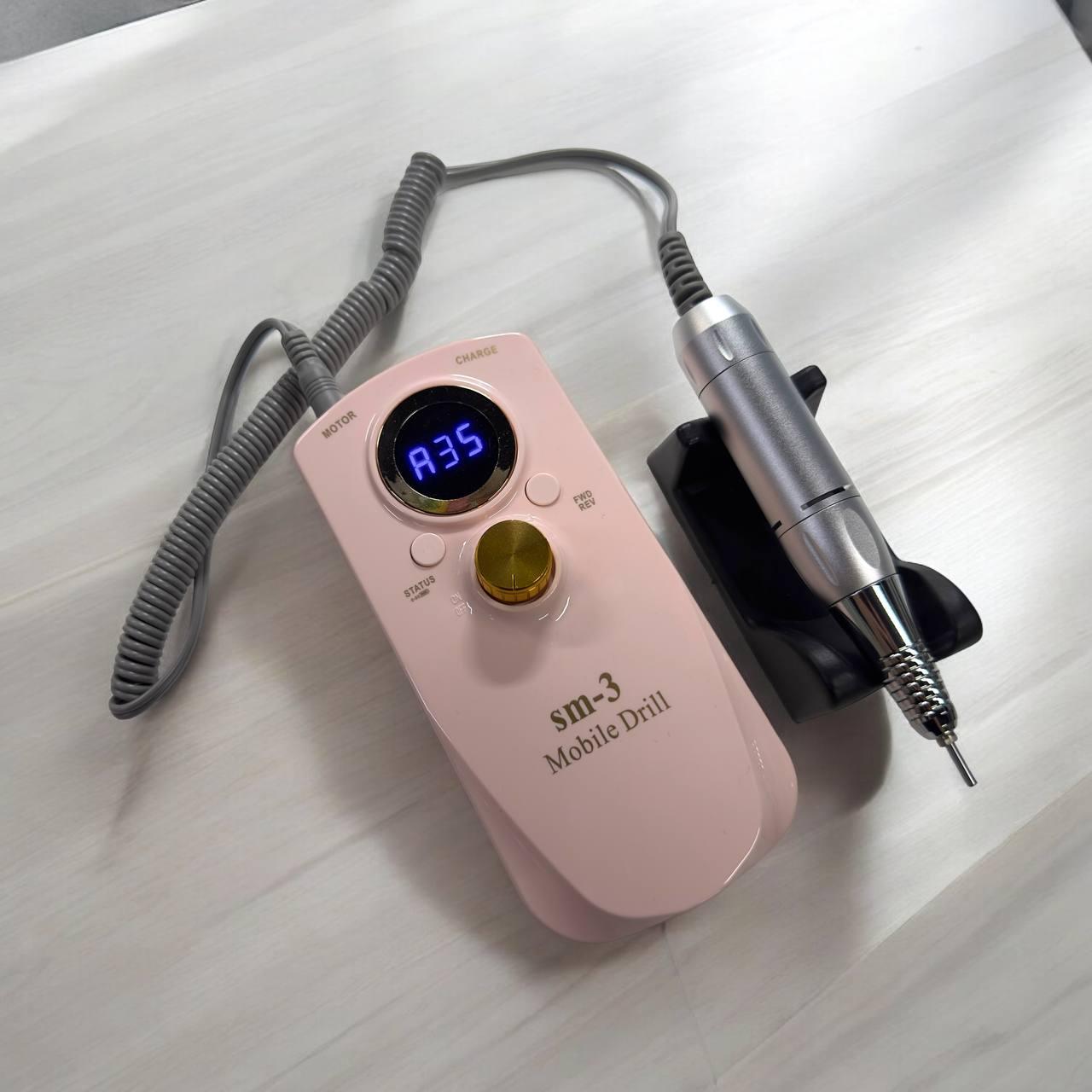 Фрезер акумуляторний для манікюру SM-3 рожевий