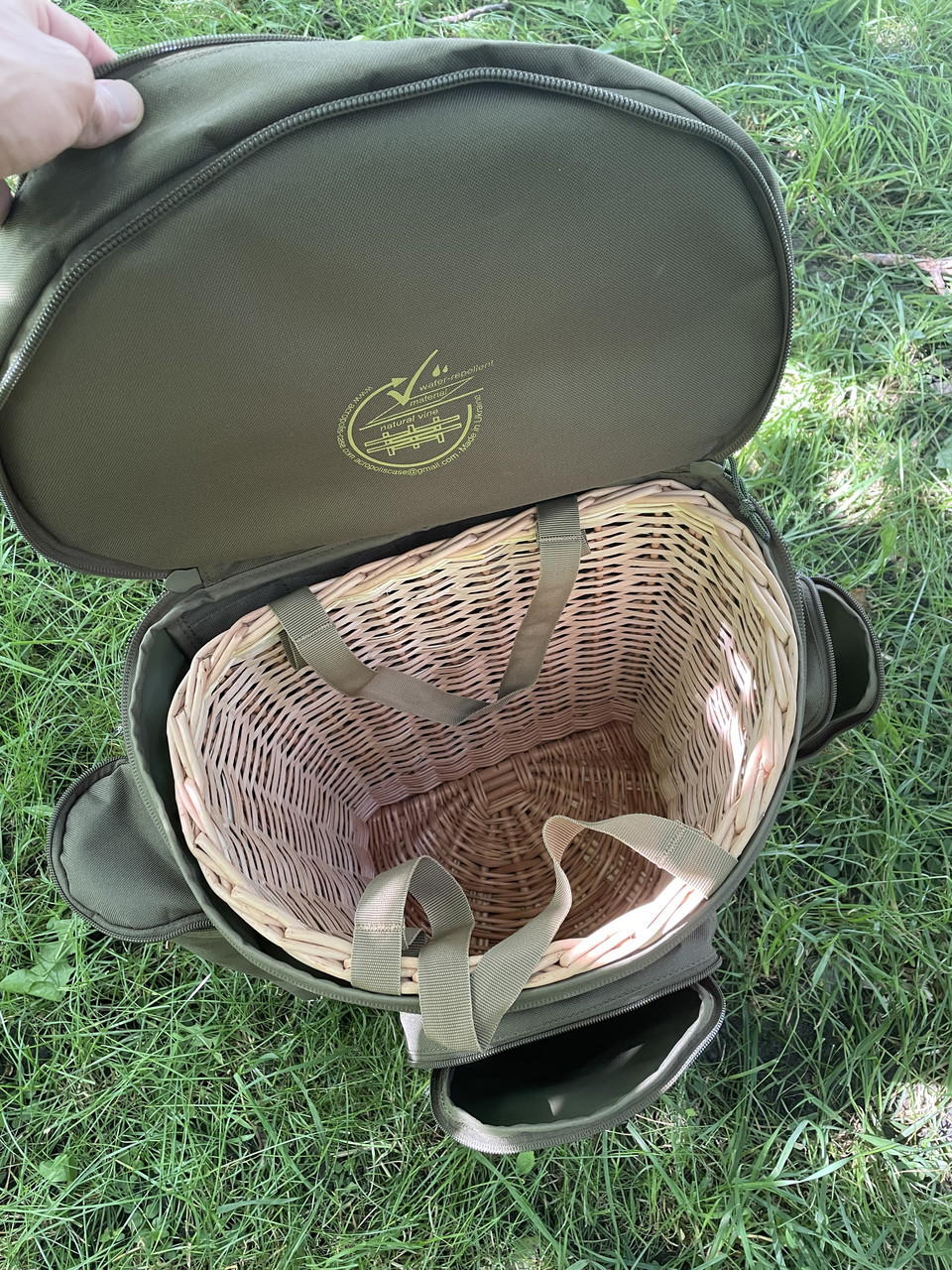 Великий рюкзак на 30 л.з плетеним кошиком з натуральної лози для збору грибів та ягід Acropolis РНГ-1/1., фото 1
