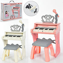 Дитяче піаніно синтезатор Lijin на 25 клавіш з мікрофоном для караоке, стільчиком та живленням від мережі 220В