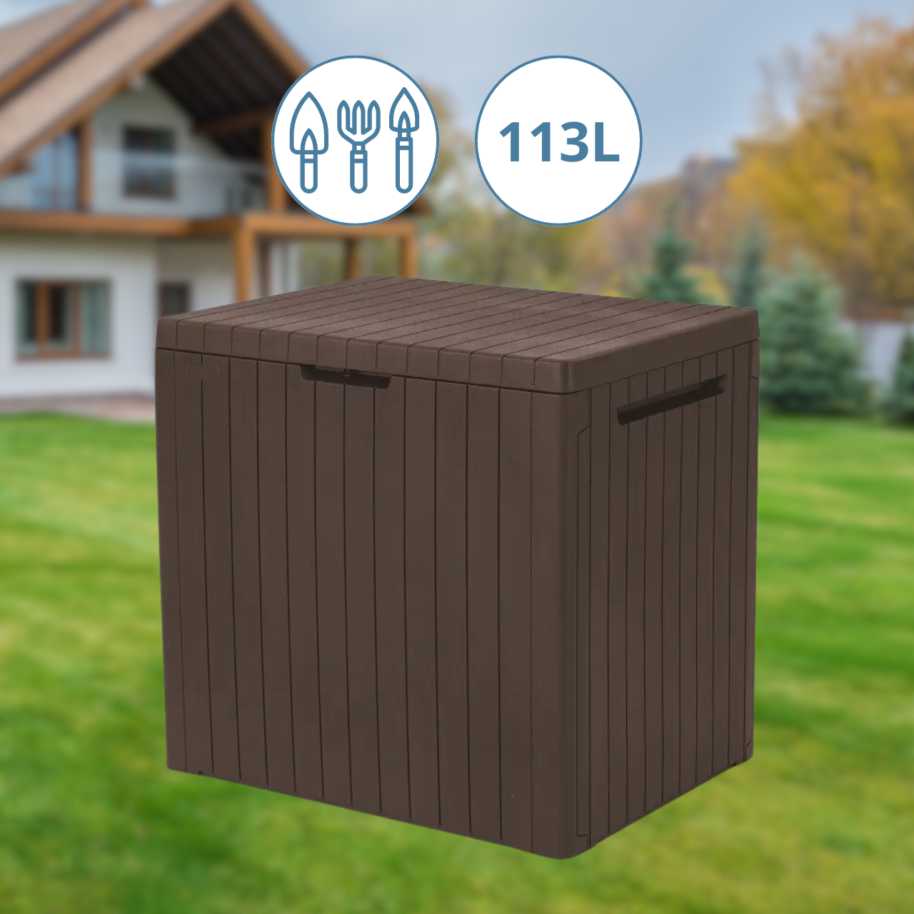 MG Ящики KETER City Box 113л Меблі скриня Садові пластикові ящики для зберігання Зберігання садового інвентарю, фото 1