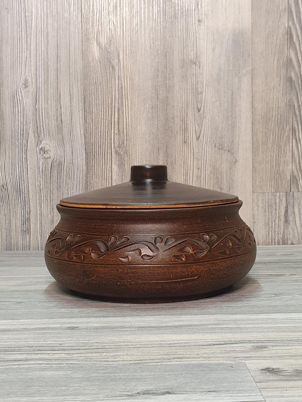 Горщик для запікання глиняний (з червоної глини), 1 л