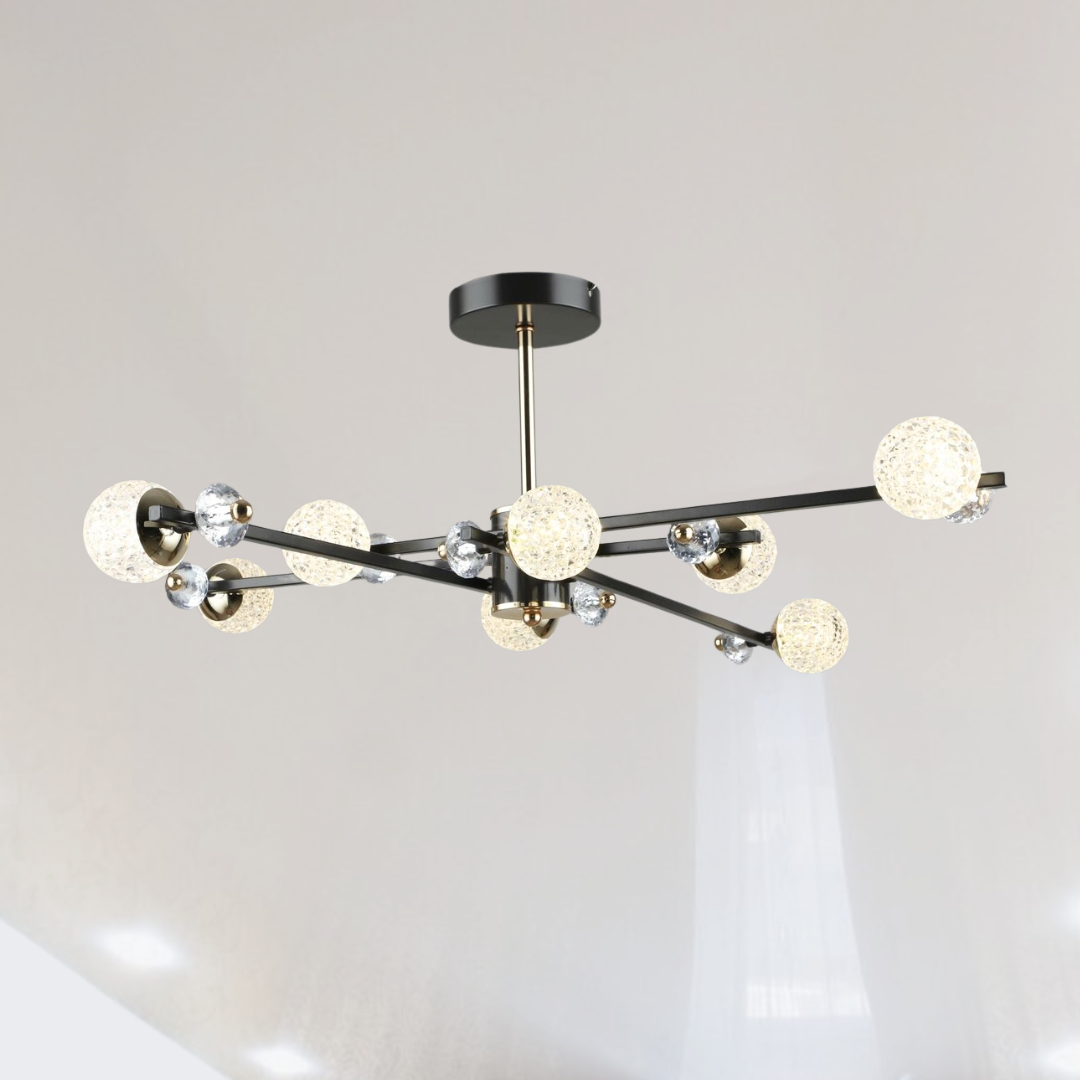 Сучасна ЛЕД люстра в спальню Sirius 96W до 20 м² колір Коричневий + Золото B N6189/8 COFFEE+FGD 96W, фото 1