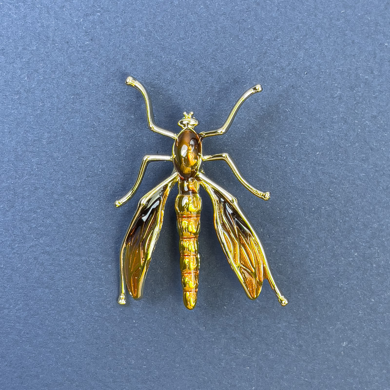 Брошка Комаха колір жовтий метал золотистий d-39мм+- L-42мм+-, фото 1