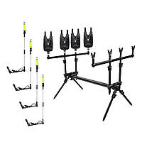 Набір: род под MARLINE N4 на 4 удилища та комплект сигналізаторів Feima TLI-28 4+4 з свінгерами
