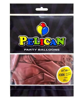 Кульки латексні 19' (48см) хром вінтажно-червоний, 25 шт Червоний Pelican 819306 KNZ, фото 1