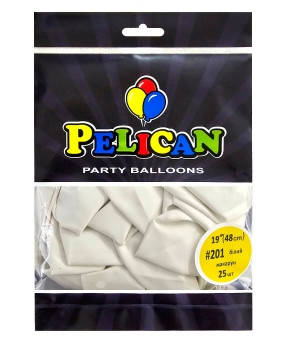 Кульки латексні 19' (48см) макарун білий, 25 шт Білий Pelican 819201 KNZ, фото 1