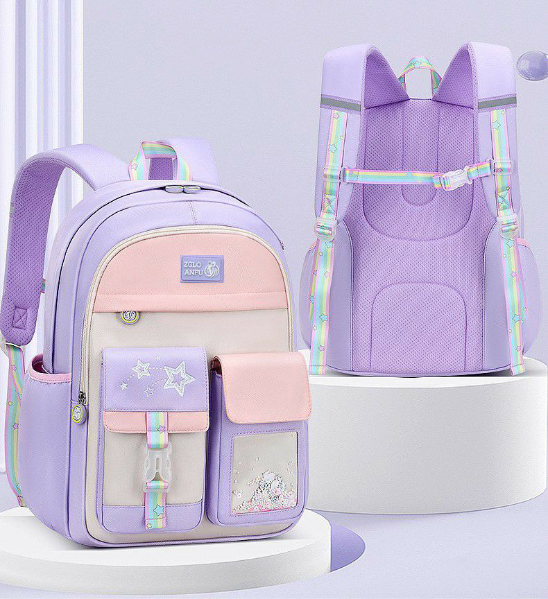 Легкий анатомічний шкільний рюкзак на 2 відділення для дівчинки Рожево фіолетовий водонепроникний портфель у школу 5-11 клас, фото 1