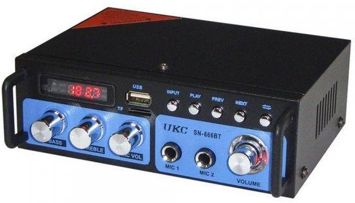 Підсилювач звуку UKC SN-666BT FM USB 2x300W Блютуз + Караоке, фото 1