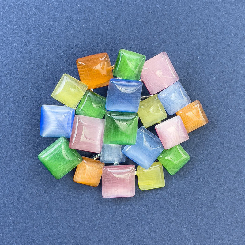 Брошка кулон Акцент різнокольорове Котяче Око сріблястий метал 44х49мм+-, фото 1