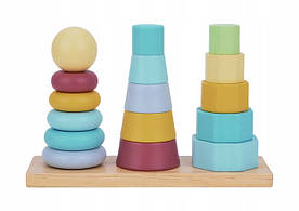 СОРТИРОВЩИК С ТРИ БАШНЯ, ДЕРЕВЯННАЯ ИГРУШКА-ПАЗЛ МОНТЕССОРИ ТУКИ