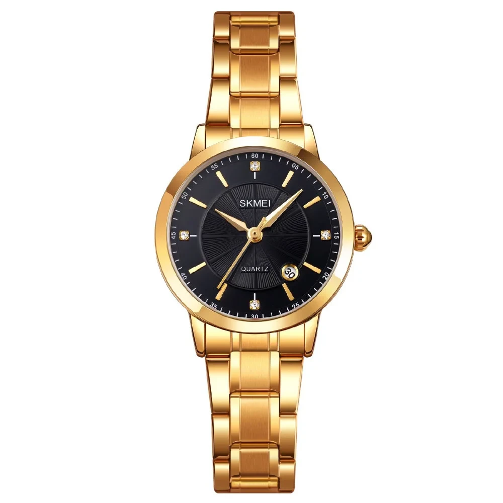 Жіночий кварцовий годинник з датою Skmei 1819GDBK Gold-Black