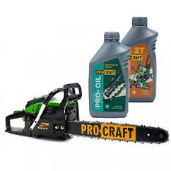 Бензопила PRO CRAFT GS-450 + Олія 2T 1 л PRO + Олія для ланцюга Procraft 1 л PRO