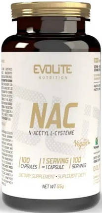 N-ацетил-L-цистеїн Evolite Nutrition NAC 300 mg 100 veg caps, фото 1