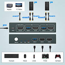KVM-перемикач Steetek USB 3.0, 2 порти, 4K за 60 Гц, Amazon, Німеччина, фото 4