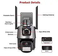 Вулична IP камера відеоспостереження з двома об'єктивами P11 QQ6 8MP WiFi Камера з віддаленим доступом та мигалками, фото 7