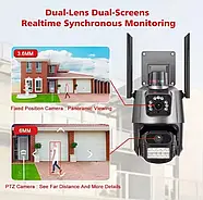 Вулична IP камера відеоспостереження з двома об'єктивами P11 QQ6 8MP WiFi Камера з віддаленим доступом та мигалками, фото 4
