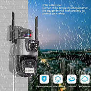 Вулична IP камера відеоспостереження з двома об'єктивами P11 QQ6 8MP WiFi Камера з віддаленим доступом та мигалками, фото 3