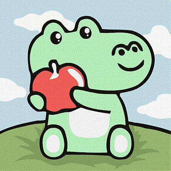 Картина за номерами для дітей "Чарівний крокодил" 18х18см KHO6220 G-Rich