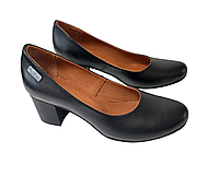 Туфли лодочки женские кожаные на невысоком каблуке черные 36-42 индивидуального пошива