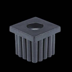 Заглушка М8 30х30 різьбова для труб внутрішня пластикова плоска чорна під опору меблева