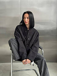 Жіноча модна демісезонна осіння куртка бомбер Zara баранчик стильна тепла кофта на кнопках