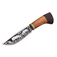 Ніж мисливський Grand Way 1818 Боротьба лосів (mirror polish, палісандр-венге, чохол cordura)