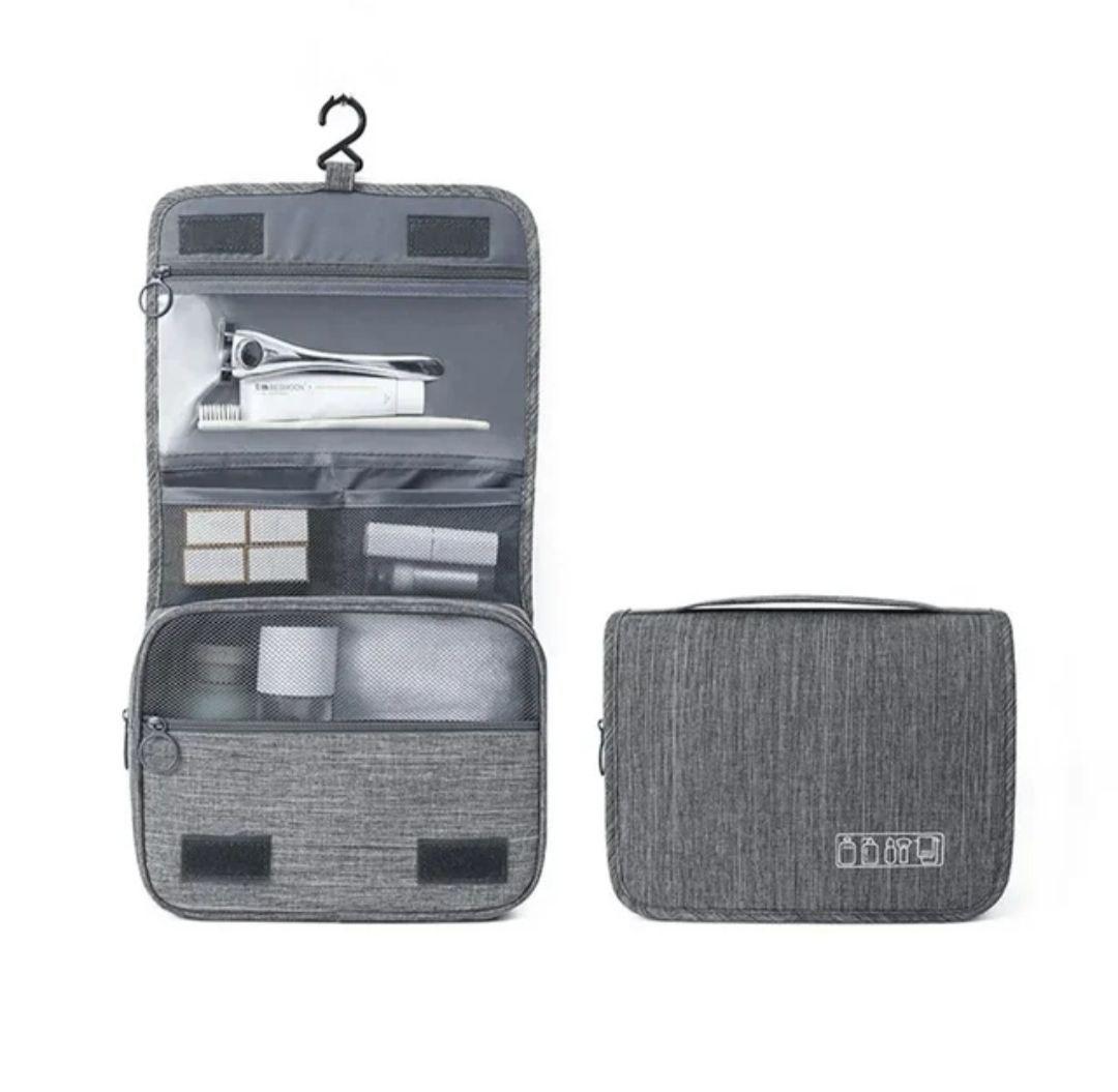 Косметичка органайзер с крючком / дорожная косметичка / органайзер для путешествий (серая) - фото 1 - id-p2119312771