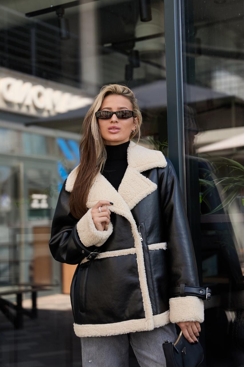 Жіноча зимова дублянка з еко дубляжу, фото 1