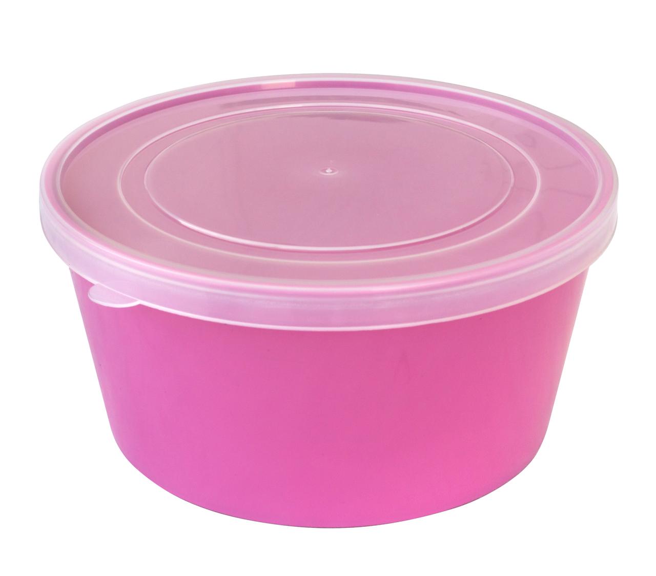 Ємність кругла 2,5 літра рожева Ø 25 см h=11 см (ПолімерАгро), фото 1