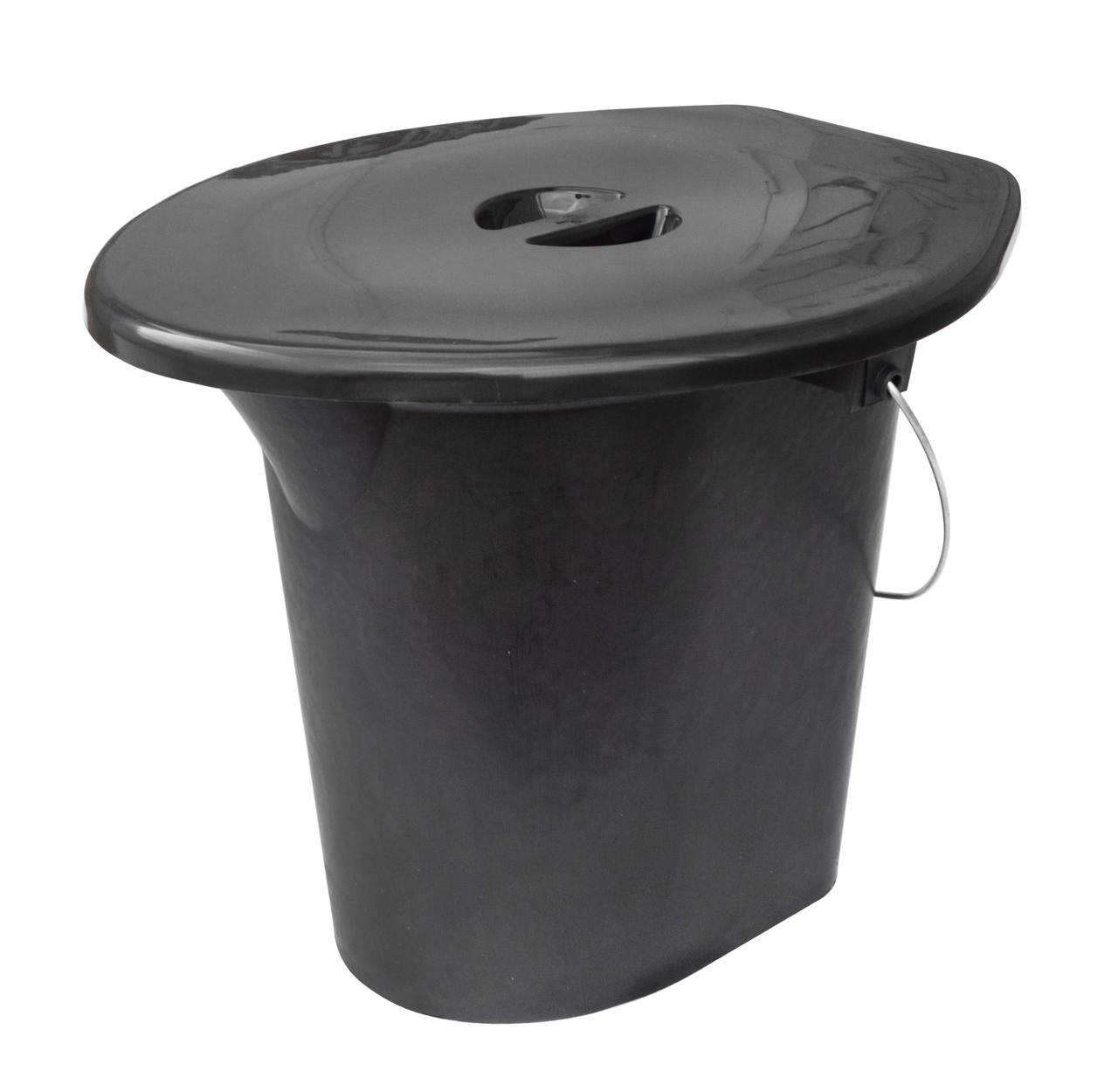Відро-туалет пластикове 16 літрів чорне 46*38*36 см (ПолімерАгро)