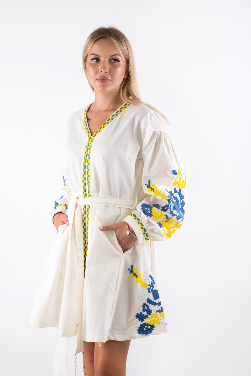 Сукня вишиванка з поясом біла 5730 (2000000134406), фото 1