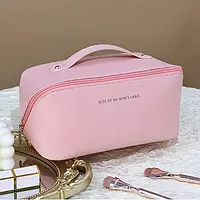 Косметичка из эко кожи раскладная на молнии Органайзер с ручкой для хранения косметических принадлежностей для